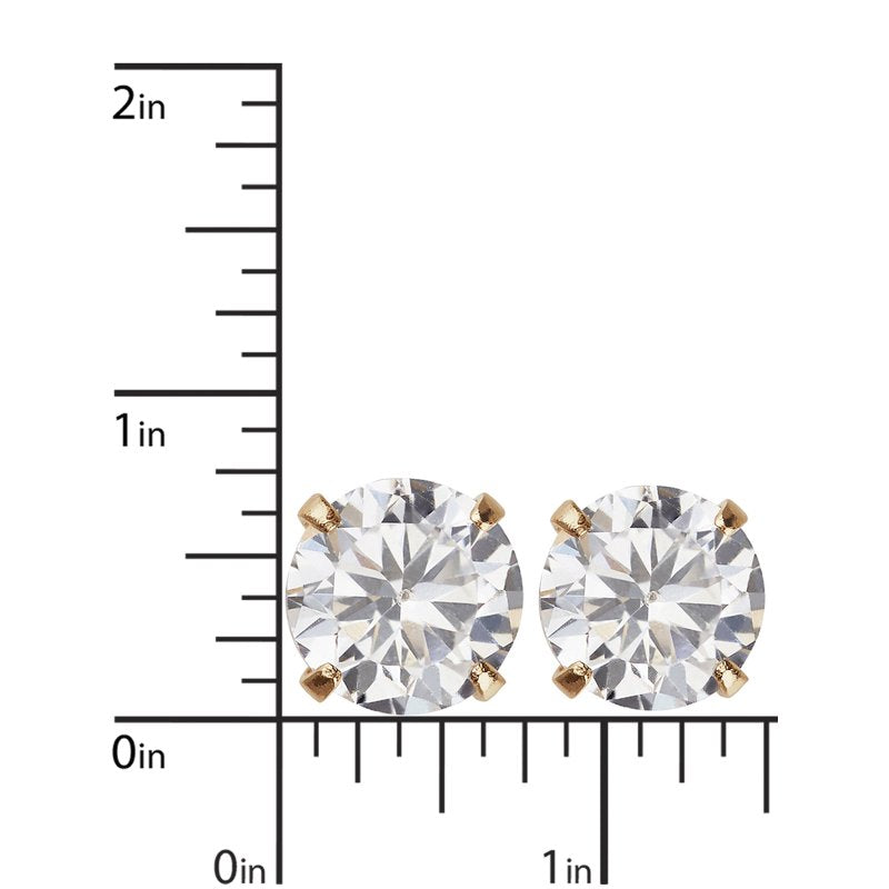 Girls 10K Yellow Gold Cubic Zirconia Front Back Earrings - Secure Screw Backs