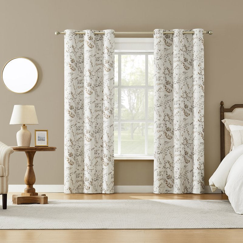 Blackout Curtain Panel - Antique Botanical Design, Grommet Top, 40W x 63L