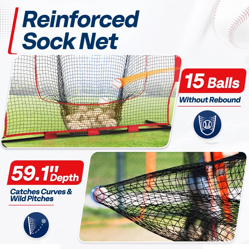 7 x 7 Ft Baseball Softball Practice Net with Carry Bag & Ground Nails