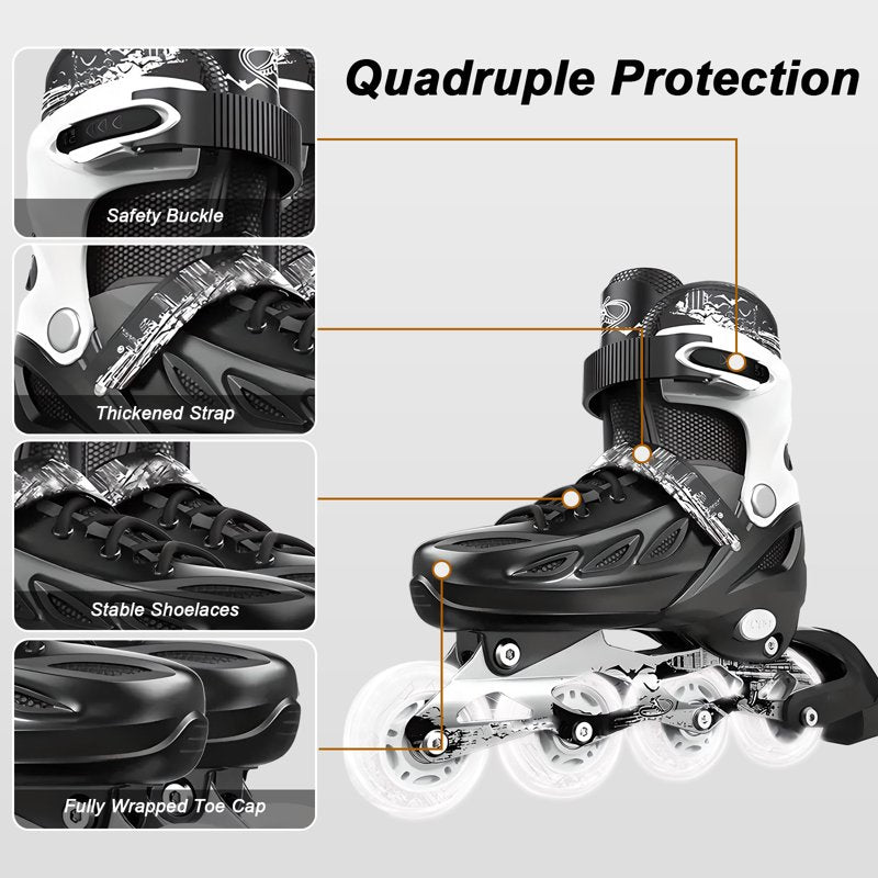 Adjustable Unisex Inline Skates with Light-Up Wheels for Teens & Adults