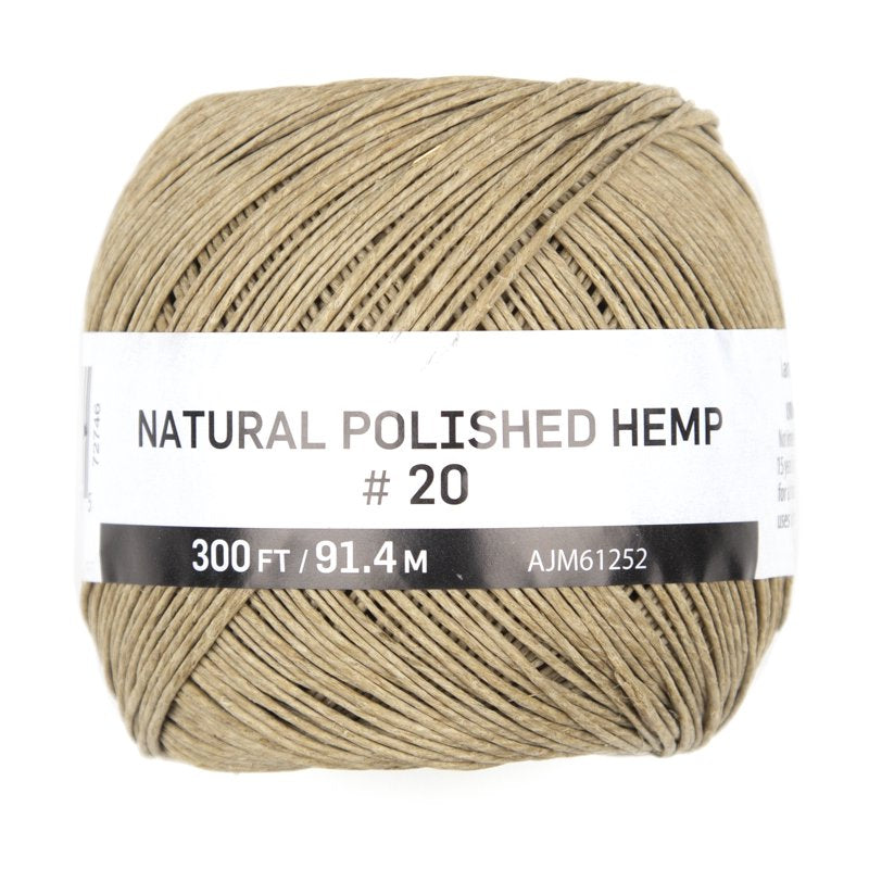 Natural Hemp Twine 20 lb Polished Thin Cord Roll for Crafts & Jewelry - 300ft