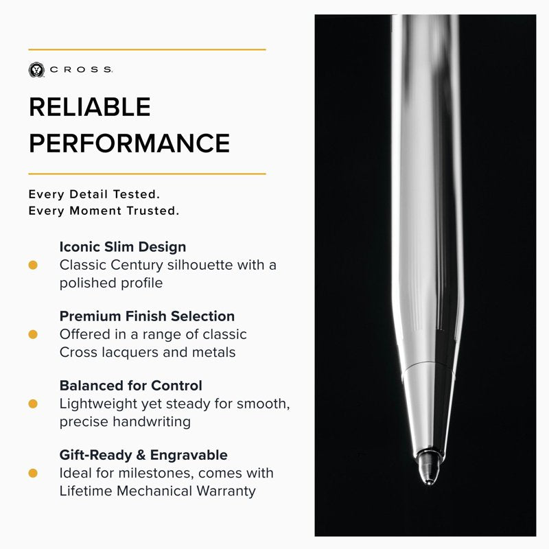 Refillable Ballpoint Pen and 0.7mm Pencil Set - Chrome Finish, Gift Box Included