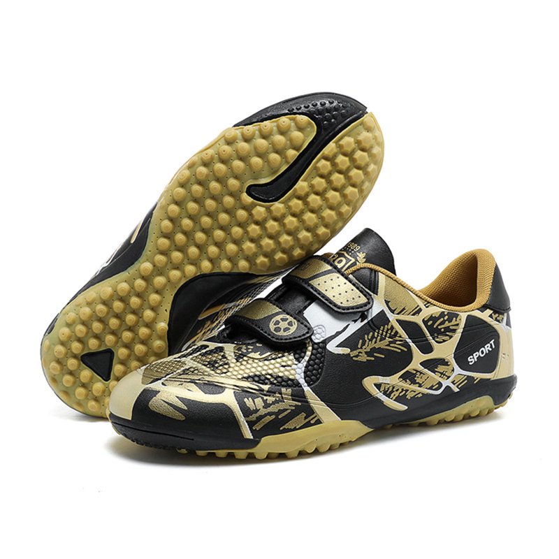 LRen Soccer Cleats Size 6 - Gold 4-Gold, Velcro, Lightweight Kids Football Shoes