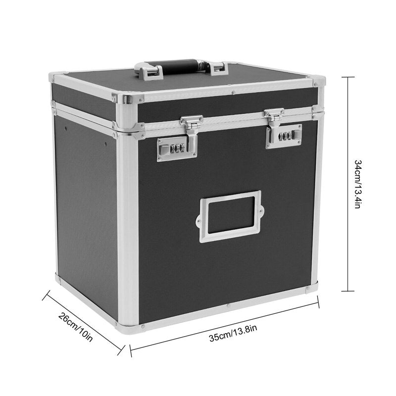 Lockable Aluminum File Box with Password Lock, Portable Waterproof Document Organizer