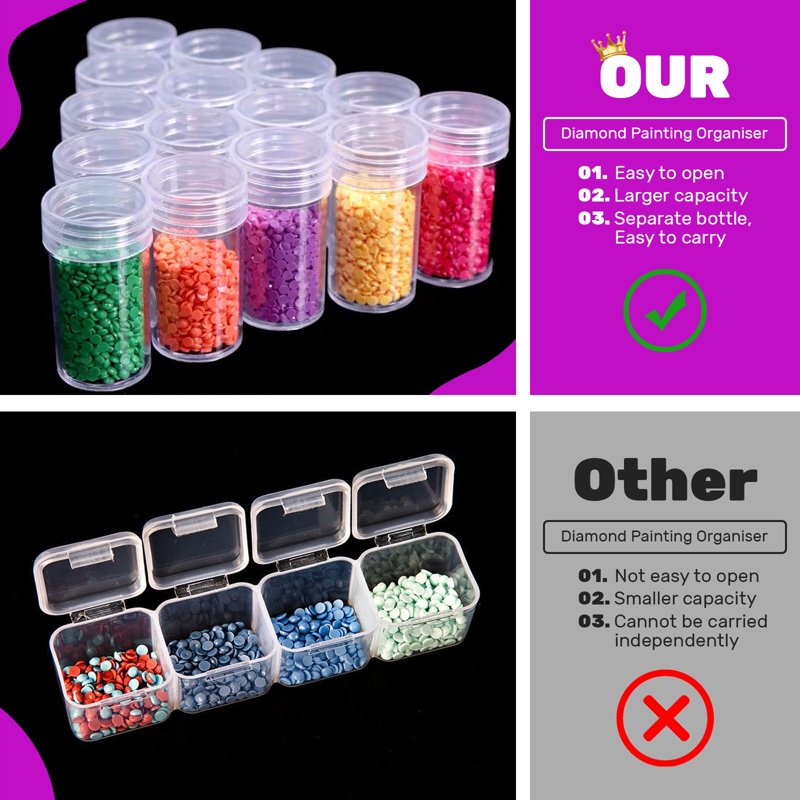 Diamond Painting Storage Containers 2 Pack with Labels - Bead Organizer Box