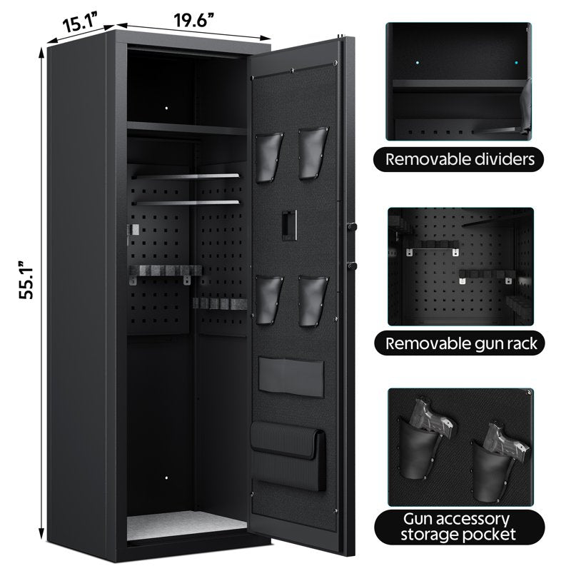 Biometric Gun Safe with Quick Access Fingerprint Lock - Holds 10-15 Guns