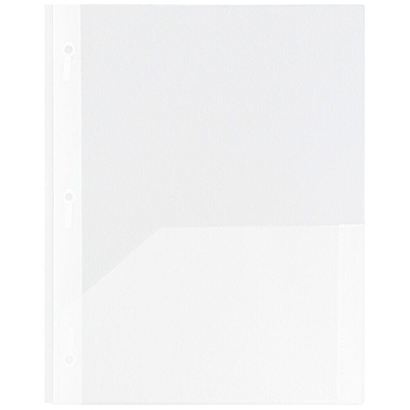 Plastic Pocket Folders with Metal Prongs & Clasps - 3 Pack, 9.5 x 11.5 Inches, Clear