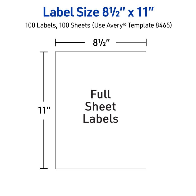 White Shipping Labels 8.5 x 11 Inches - 100 Permanent Adhesive Sheets