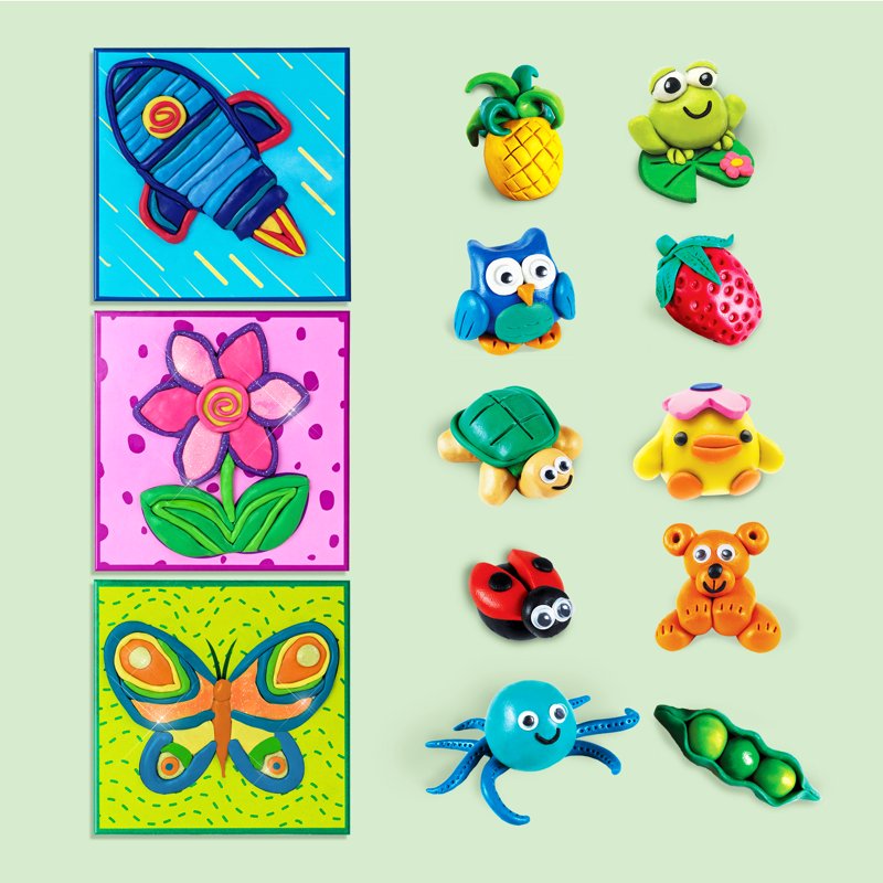 Non-Drying Modeling Clay Kit for Kids - 70+ Bright & Glitter Colors, Reusable Arts & Crafts Set