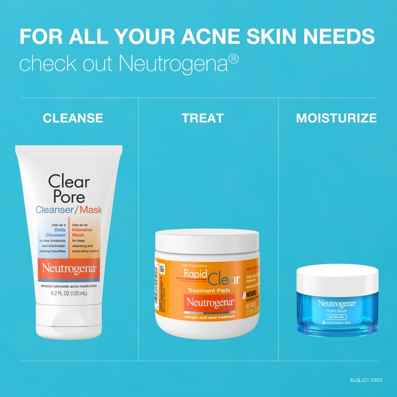 Neutrogena Clear Pore Benzoyl Peroxide Face Wash & Clay Mask Set - Acne Treatment