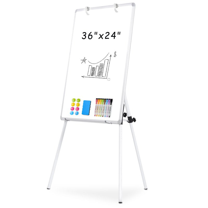 Portable Magnetic Whiteboard Easel with Adjustable Tripod Stand 36x24 Inch