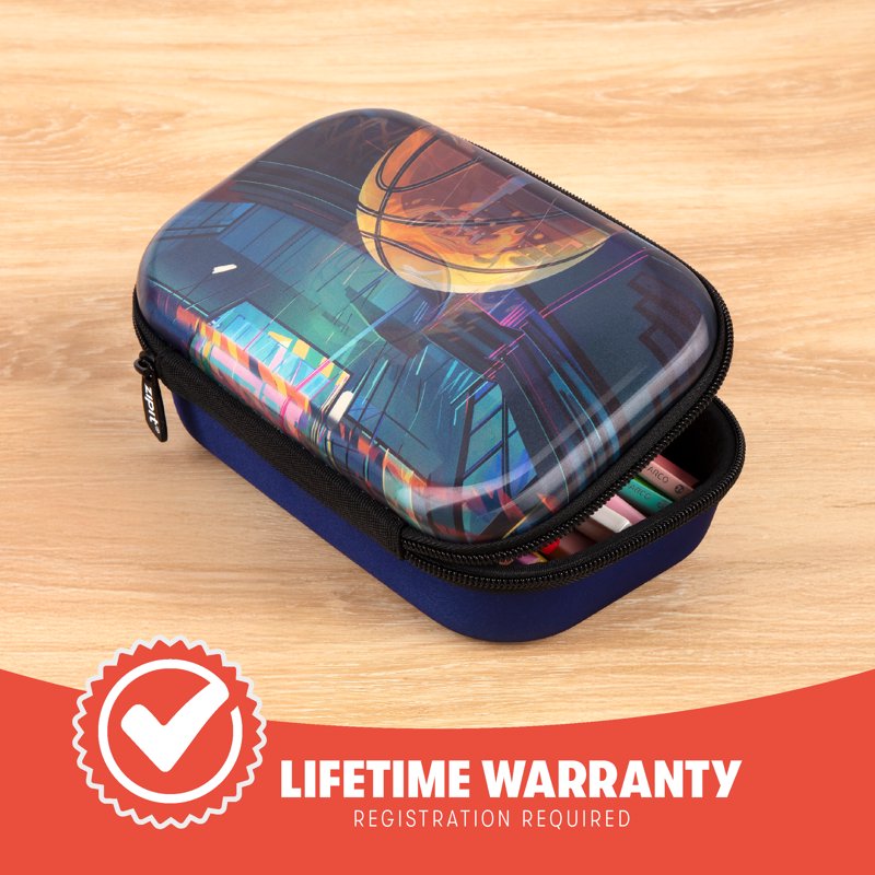 Large Capacity 3D Lenticular Pencil Box for Boys - Basketball Design, School Supplies Organizer