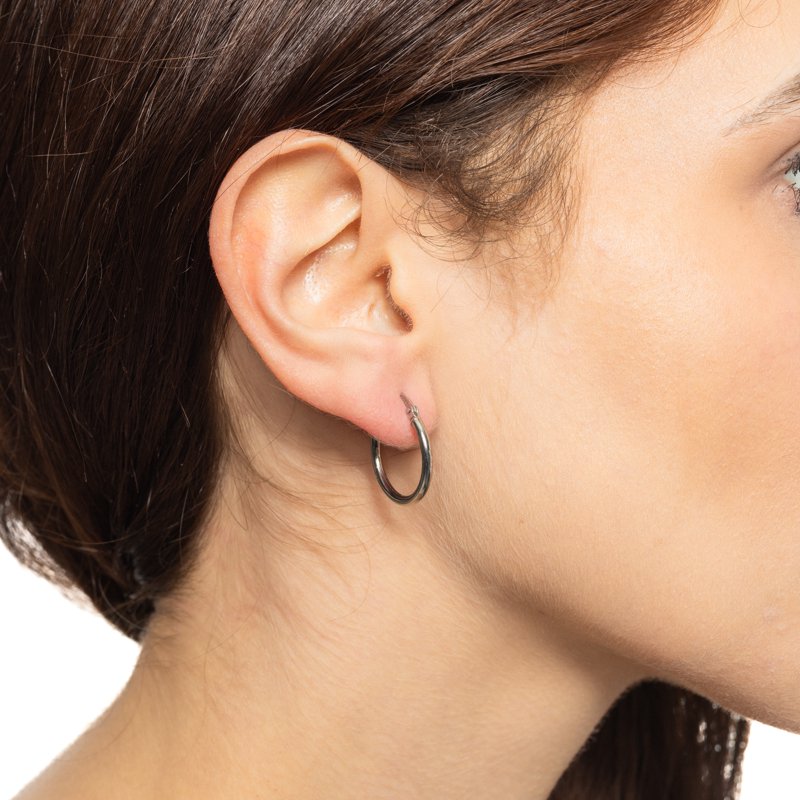 Sterling Silver Hoop Earrings with Click Top Closure - 15 & 20mm Duo Set