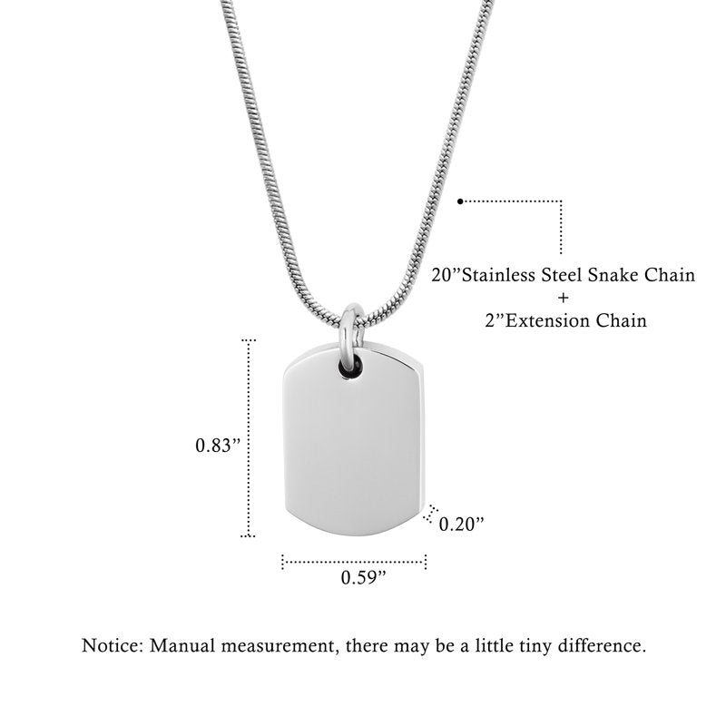 Dog Cremation Necklace with Engraving - Pet Ashes Jewelry, Silver