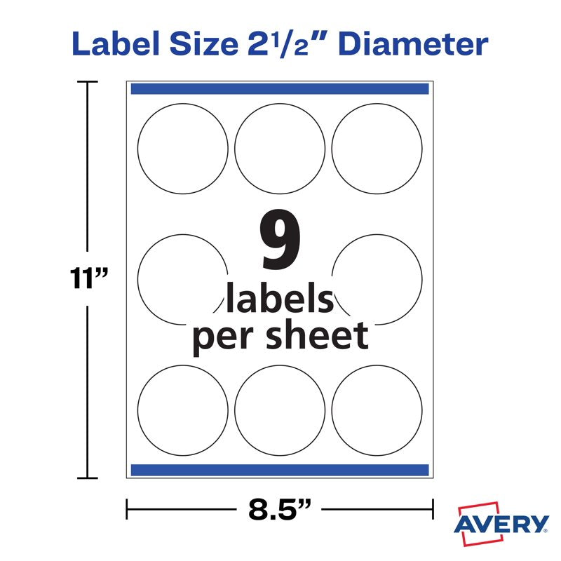 2.5-Inch Waterproof Round Label Stickers for Laser & Inkjet Printers