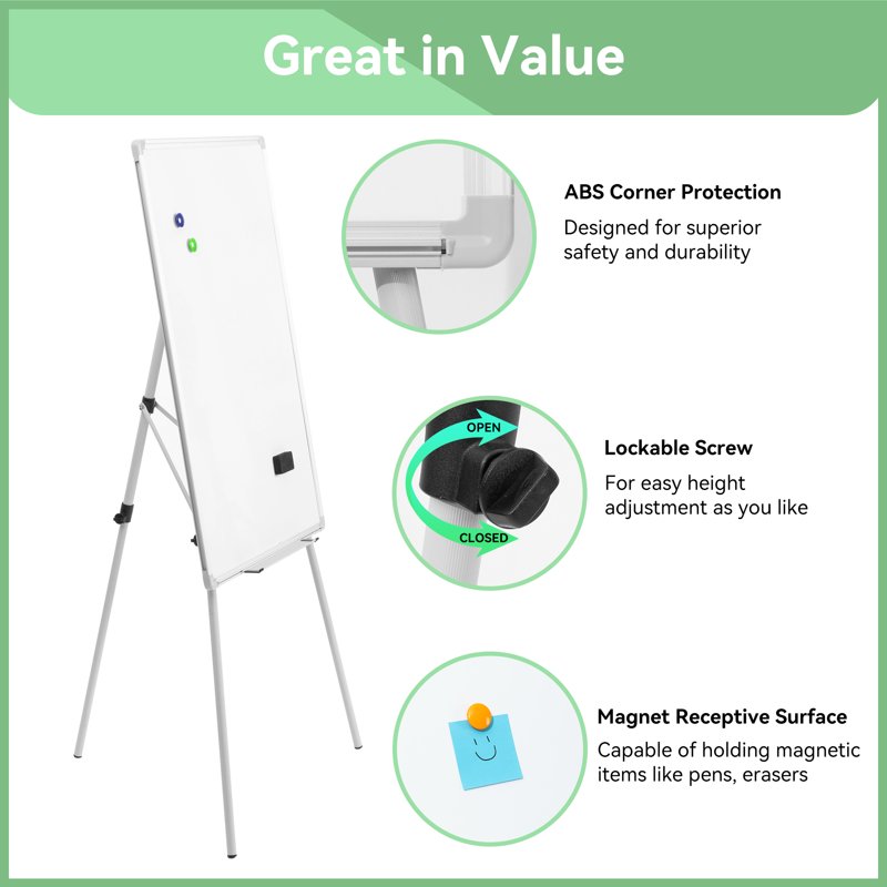 Portable Magnetic Whiteboard Easel with Adjustable Tripod Stand 36x24 for Classroom Office & Home