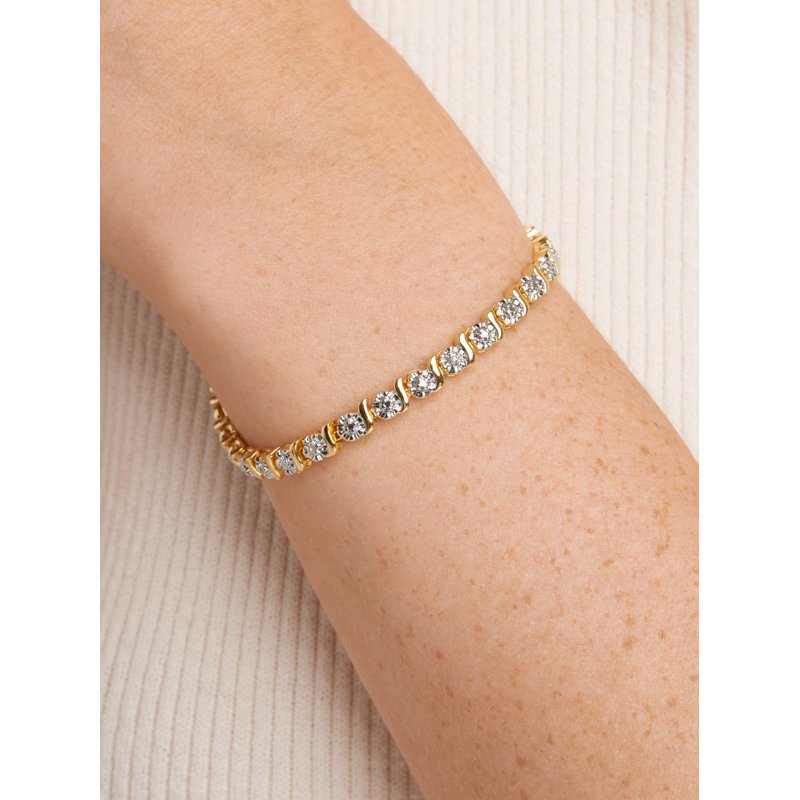 Silver Plated Diamond Accent Tennis Bracelet with Holiday Christmas Tree Charm