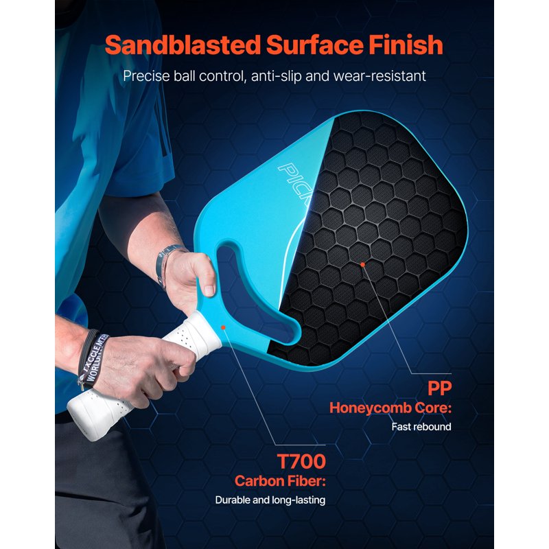 Vevor Pickleball Paddle with Aero Throat Carbon Fiber Surface & Honeycomb Core