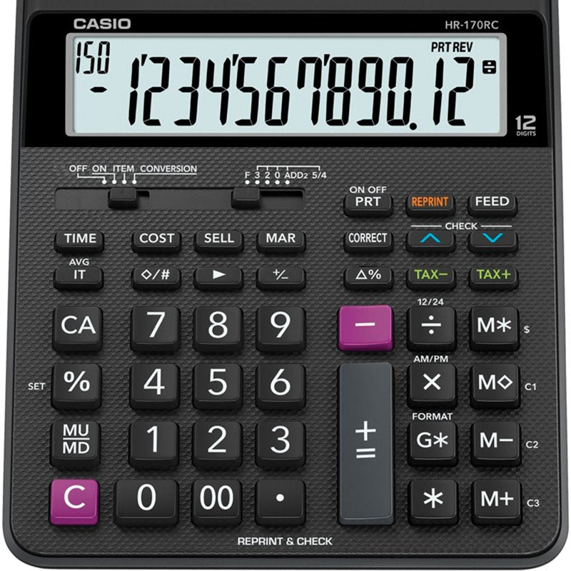 Casio HR-170RC Mini Desktop Printing Calculator with Reprint Function