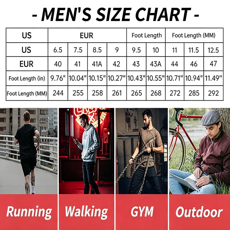 Men's Trail Running Shoes Lightweight Breathable Athletic Sneakers for Walking & Gym