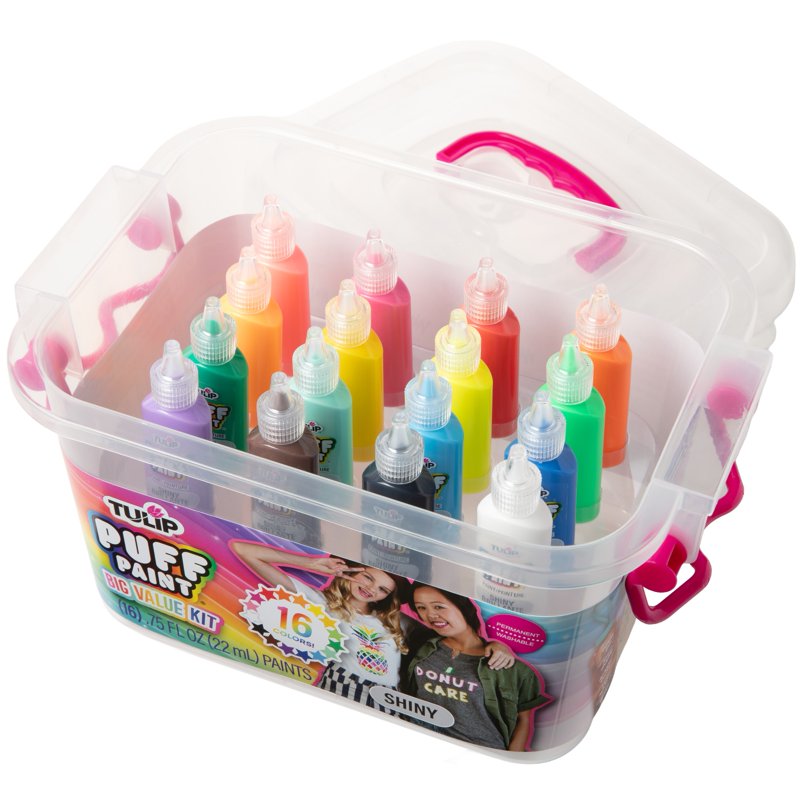 Fabric Paint Set with 16 Colors, 3D Dimensional & Washable for Crafts