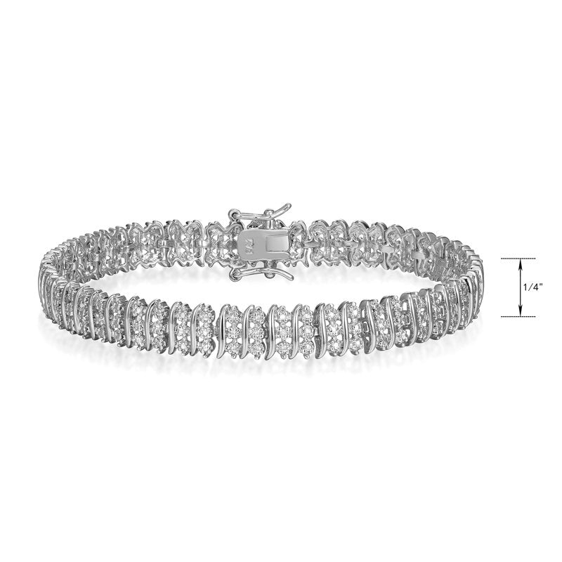 Diamond Accent Tennis Bracelet 7.25 Inch Sterling Silver Jewelry