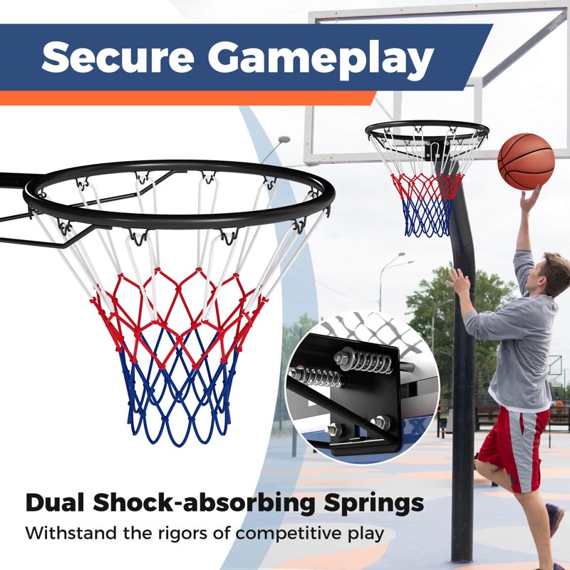 18-Inch Basketball Rim with Double Springs and All-Weather Net - Indoor & Outdoor