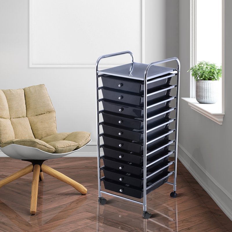 10 Drawer Scrapbook and Storage Cart with Wheels - Multi-Use Organizer