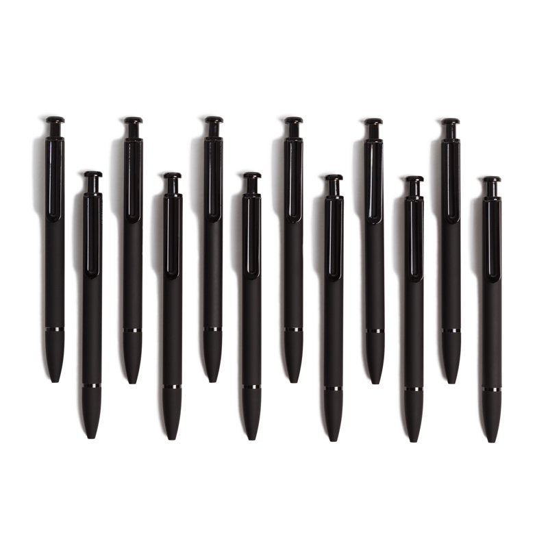 Ballpoint Pens Set - Soft Touch Matte Black Ink 12 Count