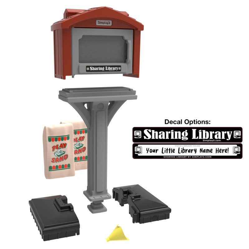Simplay3 Indoor/Outdoor Sharing Library — Freestanding Kids Book Display, Red & Gray