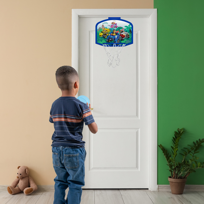 Indoor Kids Basketball Hoop Set - Paw Patrol Over-the-Door Mini Playset for Ages 3+