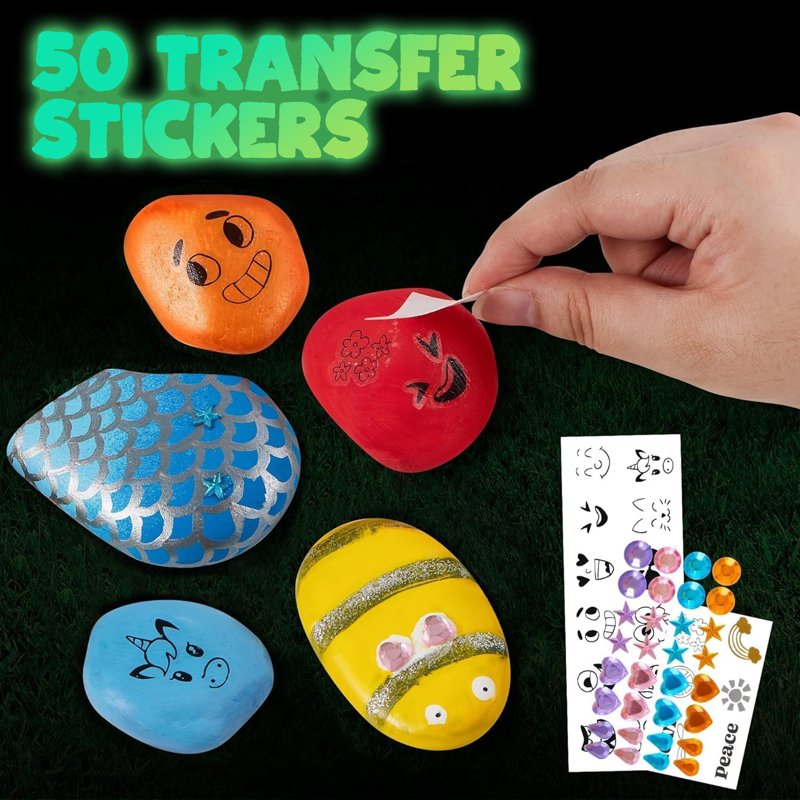 Glow in the Dark Rock Painting Arts & Crafts Kit for Kids - Creative Halloween Gift