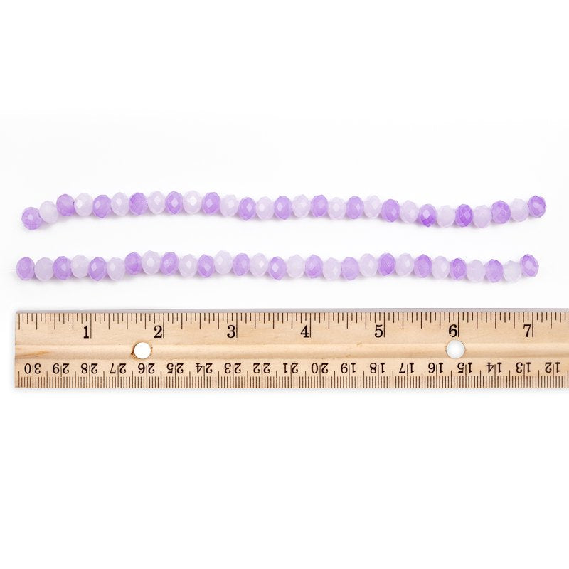 Glass Rondelle Beads 8mm - Purple Jewelry Making Supplies - 2-Strand 58 Pieces