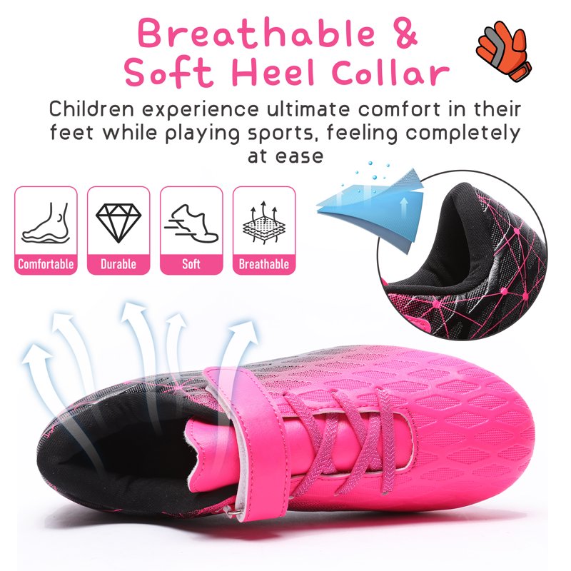 Kids Firm Ground Soccer Cleats - 11.5 Little Kid, Black & Fuchsia