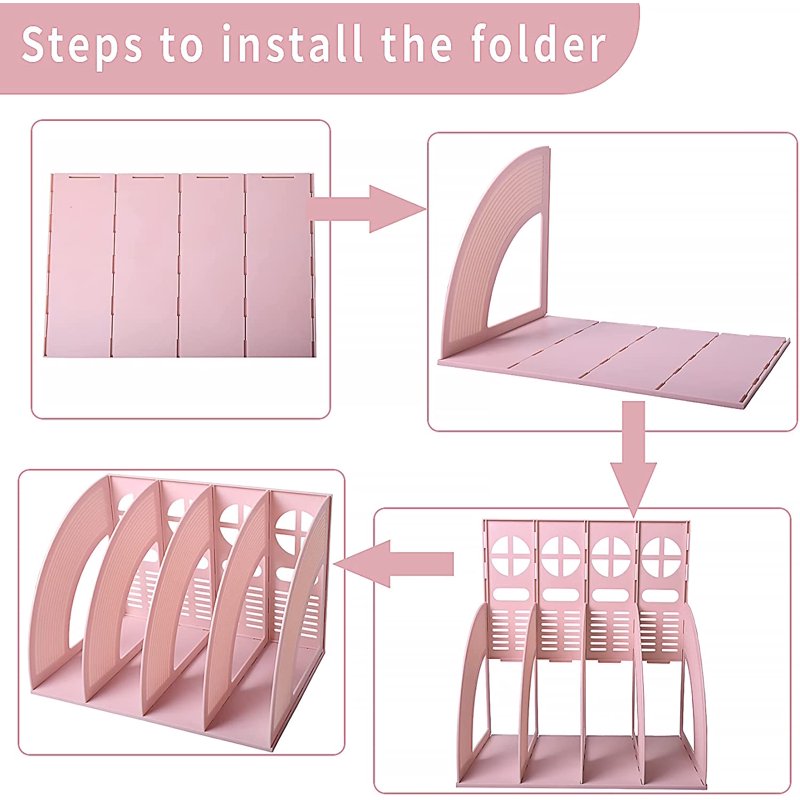 Desktop File Organizer with 4 Compartments - Office & Home Desk Storage