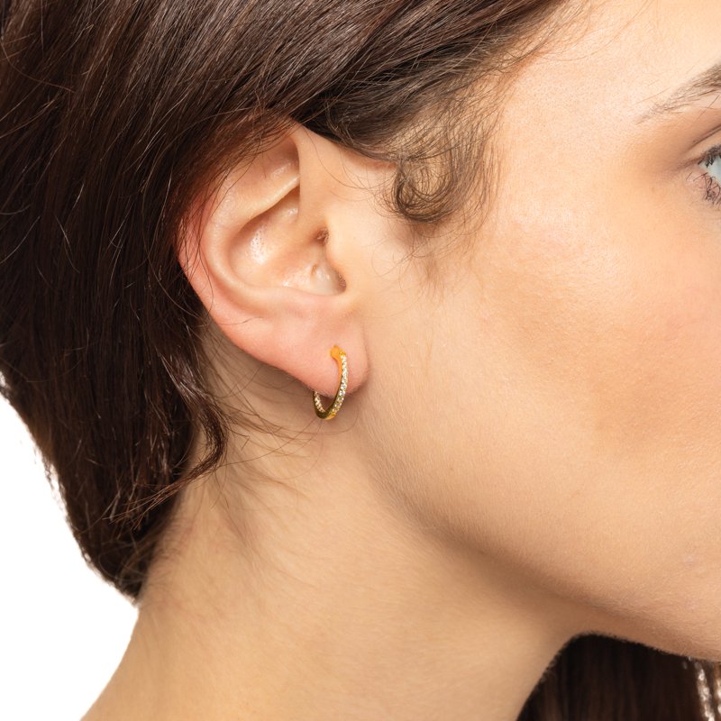Simulated Diamond Hoop Earrings Set - Sterling Silver & Gold Plated, 15mm