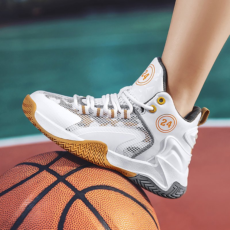 Kids Basketball Sneakers Breathable Mesh Non-Slip Sport Shoes for Boys Girls
