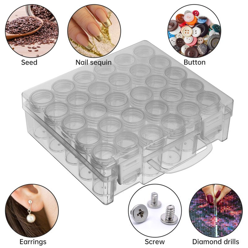 Diamond Painting Storage Containers Bead Organizer with 30 Grids - Clear Craft Storage Box