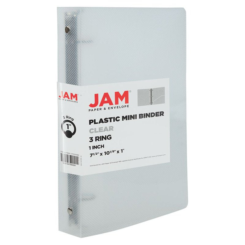 Mini Plastic Binder with Metal Rings - Clear 1 Inch, 3-Ring Organizer