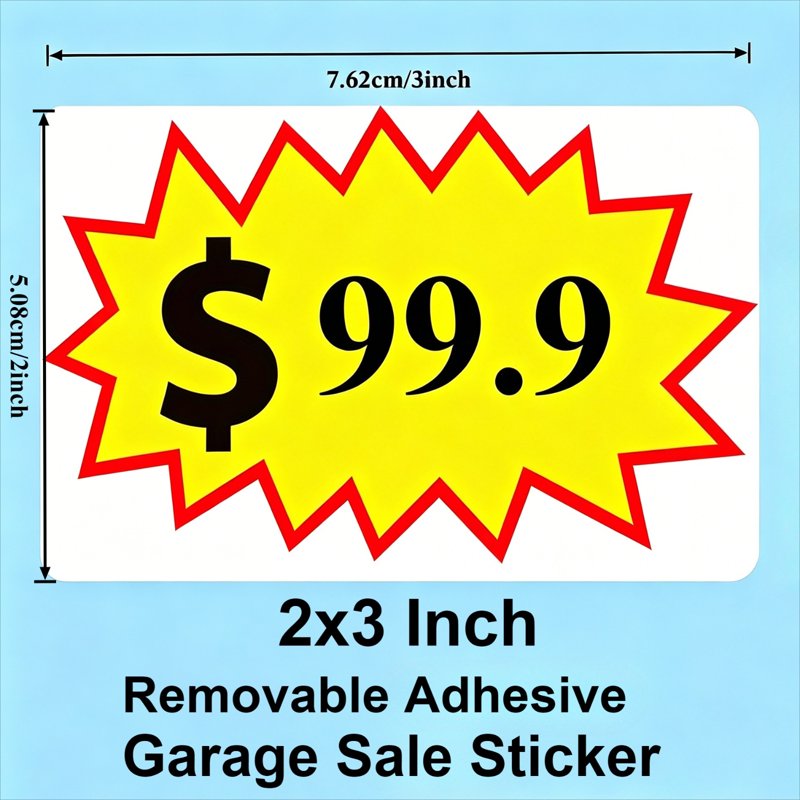 Garage Sale Stickers Pack of 300 Self-Adhesive Price Tags 2x3 Inch Community Sale Labels