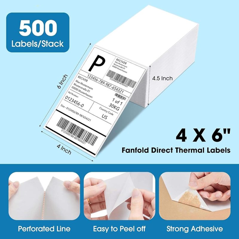 4 x 6 Waterproof Shipping Labels Bulk Pack with Strong Adhesive for Thermal Printers
