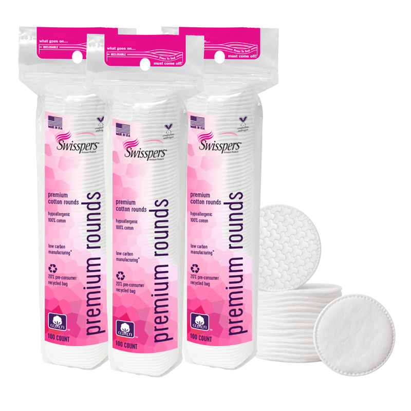 Premium Cotton Rounds for Skincare and Makeup Removal - 300 Count Multipack