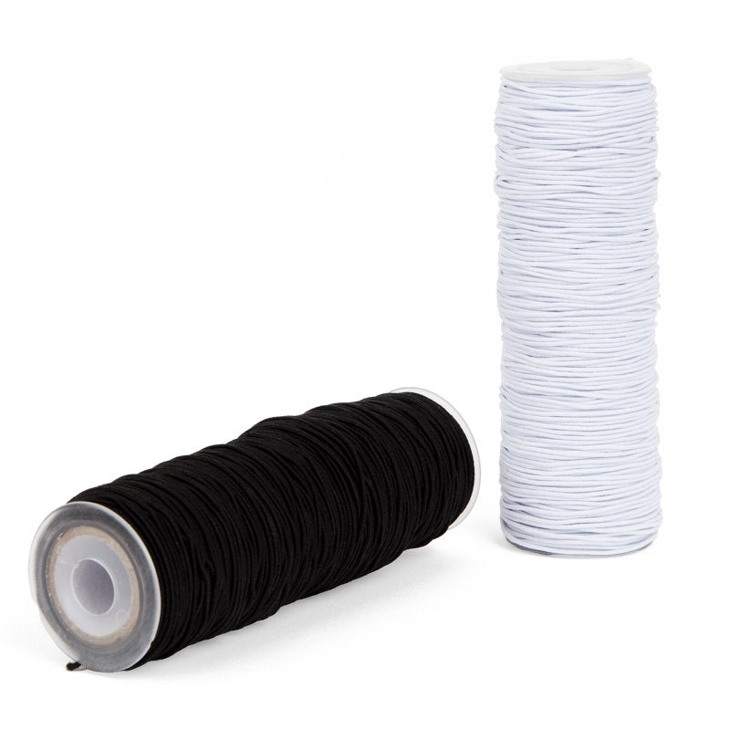 Stretch Cord for Jewelry Making - 1mm Black & White Elastic String 300ft