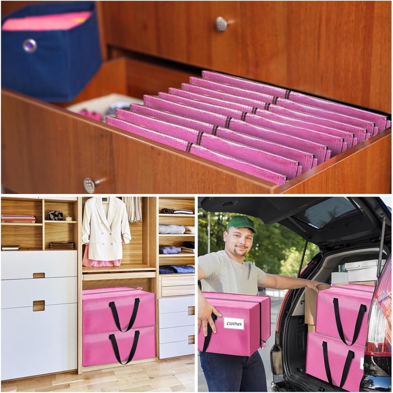 Heavy Duty Large Moving Storage Bags with Handles & Zippers for Packing, Dorm, Travel - Pink 87L