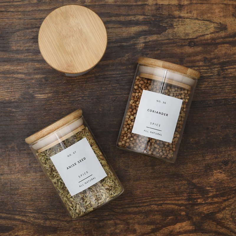 Minimalist Spice Jar Labels Set Waterproof Matte Finish | Pre-Printed & DIY