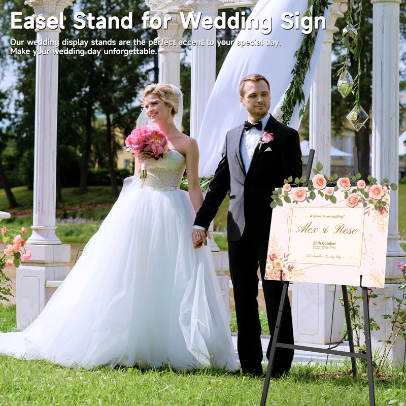 Heavy Duty Metal Easel Stand for Sign and Poster Display, Adjustable Height