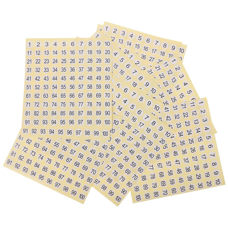 Small Round Number Stickers 1-100 Labels for Home Organization & Crafting