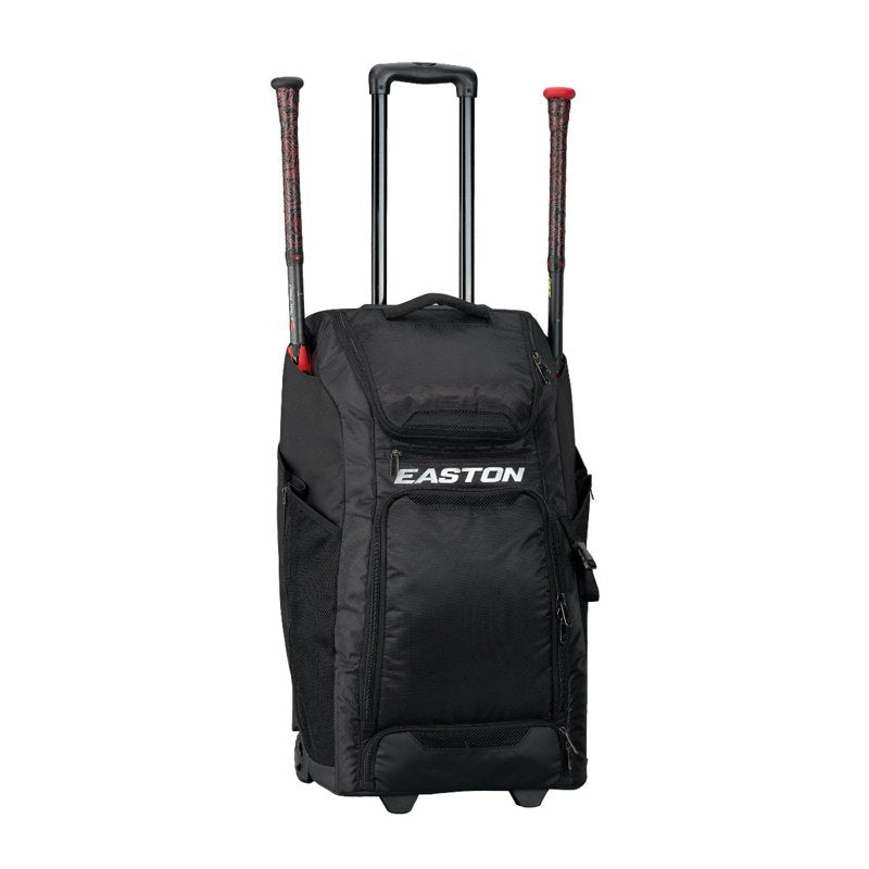 Catcher's Wheeled Gear Bag with Removable Shelves - Black