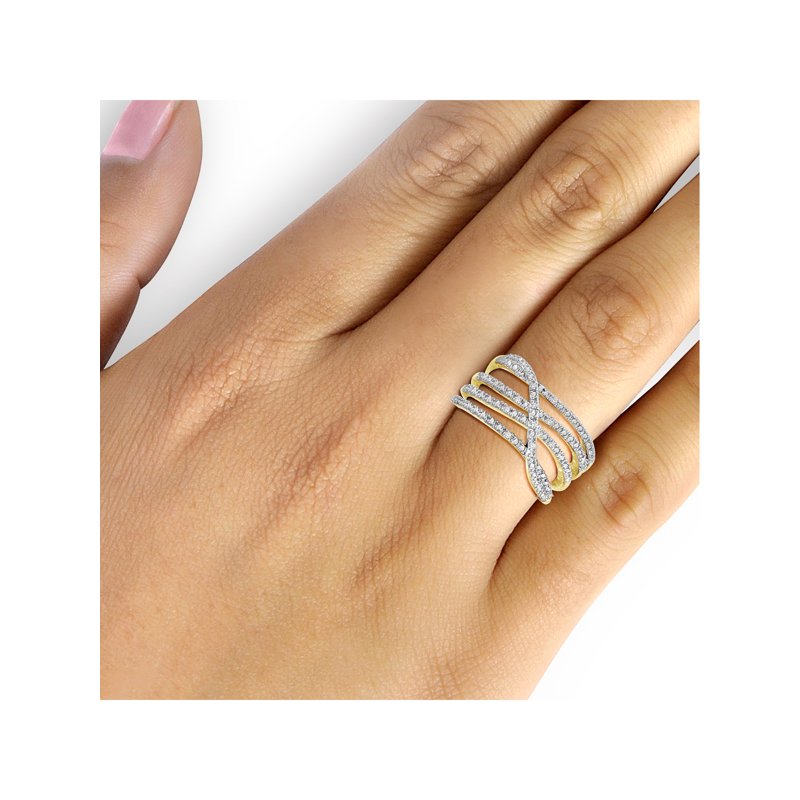 Gold Plated Silver Women's Diamond Ring with White Accent Diamonds