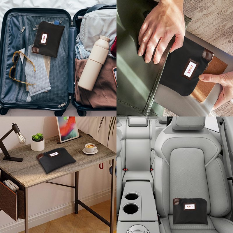 Secure Leather Cash Deposit Bag with Lock & Keys for Bank & Travel
